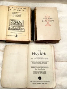 Lot of 3 Vintage St. Saint Andrew 1949 St. Joseph 1950 Daily Missal & Holy Bible - Picture 1 of 4