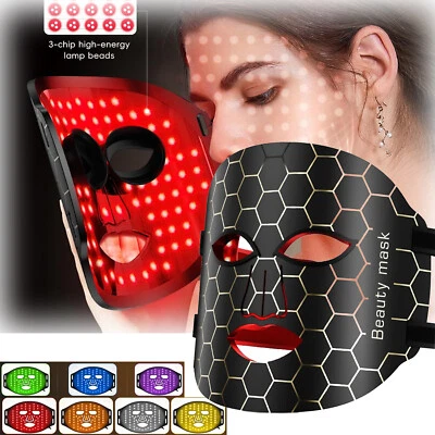 7 Colors LED Facial Mask Red Light Therapy for Facial Skin Tightening AntiAge - Image 1 of 4