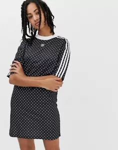 FREE SHIPPING NWT ADIDAS ORIGINALS Polka Dot Dress In Black White Size XXS - Picture 1 of 9