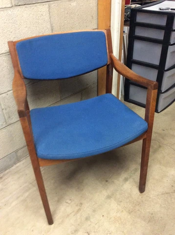 Vintage Gunlocke Mid-Century Modern Wood Frame Side Chair - Very Good Cover