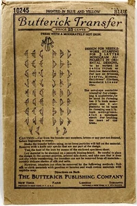 1910s Butterick Iron-On Embroidery Transfer Pattern 10245 Alphabet Antique 12646 - Picture 1 of 8