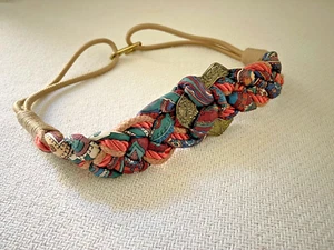Vintage 80's Handmade Braided Fabric Belt Artison Wearable Art Stretchy OOAK - Picture 1 of 11