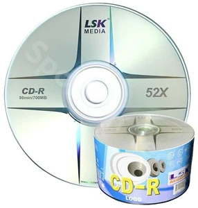 LSK CD CD-R Silver LOGO Top hp LOT - Duplication Grade 80Min/700MB/52x SAME DAY - Afbeelding 1 van 4