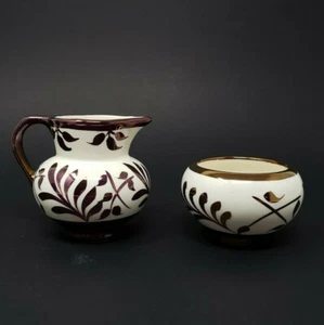 Sandland Ware Copper Lustre Small Creamer & Sugar Bowl Hand-Painted Porcelain - Picture 1 of 12