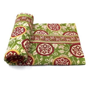 Vintage Kantha Quilt Indian Cotton Bedspread Reversible Throw Bedding - Picture 1 of 6