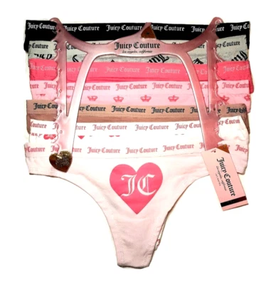 JUICY COUTURE - Roupa íntima tanga feminina - Média - Pacote com 7 - Calcinha íntima NOVA - Imagem 1 de 4