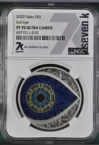 7k Metals 2020 Evil Eye Palau .999 Silver NGC PF70 Ultra Cameo Mintage Only 2500 - Picture 1 of 3