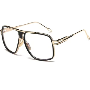 Pilotenbrille Gold Schwarz Gestell Mode Hip Hop Stil Klare Gläser - Bild 1 von 4