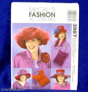 McCall's Pattern 3987 Mujer 4 ROJO Sombrero, Diseño de Bolso Patrón de Costura Nuevo Sin Cortar - Imagen 1 de 1