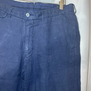 Mens Polo Ralph Lauren Straight Fit Pants Navy Blue Linen Blend 32x31 - Picture 1 of 8