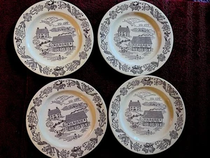 Plato de cena 4 Bucks County amarillo 10" Amish Farm Scene Royal China Sebring Ohio - Imagen 1 de 3