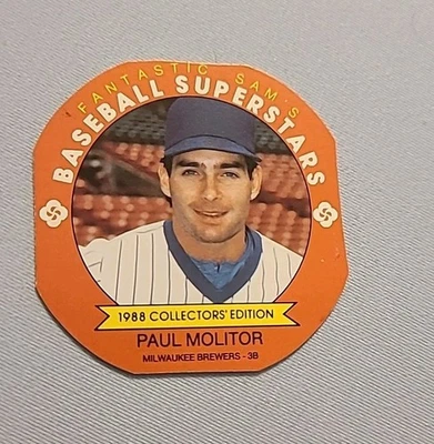 1988 Fantastic Sam's Baseball Disc - #5 - Paul Molitor - Milwaukee Brewers - Image 1 of 2