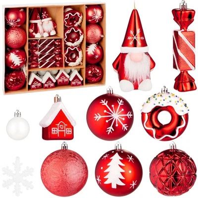Decorazioni Natale Ciambelle Case Fiocco Neve Set 64 Palline Appendere - Immagine 1 di 4