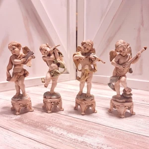 4 Vintage Fontanini Depose Italien Engel/Kirschbaum/Amor Musikinstrumente Figuren 6" hoch - Bild 1 von 24