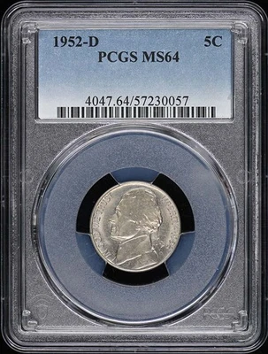 1952-D 5C Jefferson Nickel PCGS MS64 - Image 1 of 2
