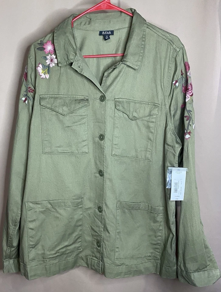 Blazer ANA Verde Safari Para Mujer XL 5 Botones Bordado NUEVO CON ETIQUETAS Y2K BONITO Foto 1 de 4