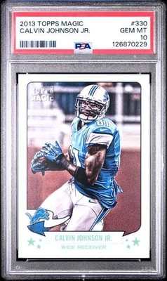 2013 TOPPS MAGIC #330 CALVIN JOHNSON PSA 10 GEM MINT POP 1 HOF MEGATRON LIONS - Image 1 of 2