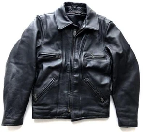 Schott 680 Leather Jacket Riders Jacket Black Men's S Size 34 Made in USA Used - Picture 1 of 10