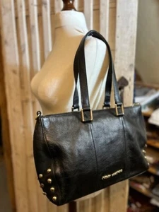 Bolso de hombro grande JUICY COUTURE cuero tachonado negro shopper bucket - Imagen 1 de 11