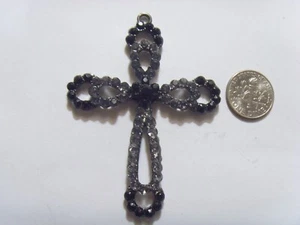 vintage Gothic christian bejeweled cross religious large 70 mm pendant 51984 - Picture 1 of 5