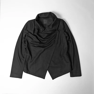 Blazer drapeado pinko plissado assimétrico preto lã envoltório jaqueta curta M/IT42/US6 - Imagem 1 de 4