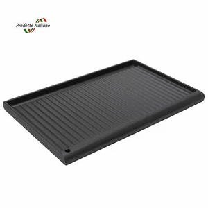 Piastra in ghisa barbecue bistecchiera ghisa doppia rigata e liscia 59,5 X 38 CM - Foto 1 di 5