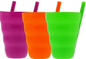 Arrow Home Products Sip A Cup with Built in Straw, 10 Oz, BPA-free SET OF 3 CUPS - Picture 1 of 7