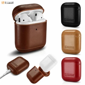 ICARER Luxury Genuine Leather Shockproof Box Hard Case For Apple AirPods 1 2 3 - Picture 1 of 46