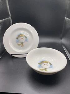 Royal Doulton Snowman Bowl and Plate 1985 Winter/Christmas Set - Picture 1 of 6