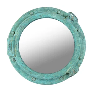 Shipwreck 20" Porthole Mirror Nautical Wall Mount Round Green Rust - Picture 1 of 4