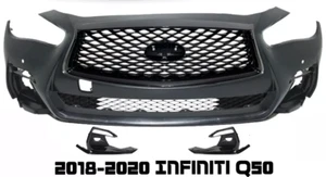 Front Bumper Cover Fascia And Grille Assembly Kit For 2018-2020 Infiniti Q50 - Picture 1 of 15