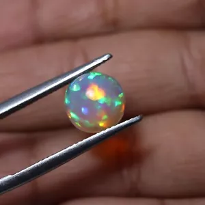 9 MM Round 1.9 Cts Natural AAA Grade Rainbow Fire Ethiopian Opal Cabochon - Picture 1 of 10