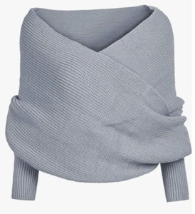 Long Neck Scarves Warm Scarf with Sleeves Knitted Wrap Shawl GRAY 95"x20" NEW!! - Picture 1 of 2