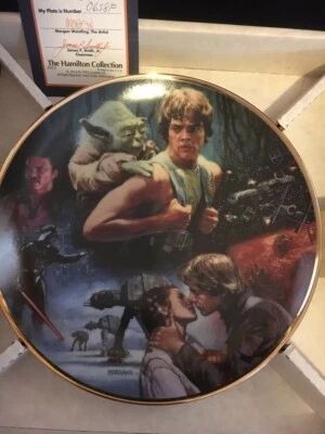 Placa Coleccionista Star Wars Hamilton El Imperio Contraataca Luke y Yoda con Certificado de Autenticidad Foto 1 de 3