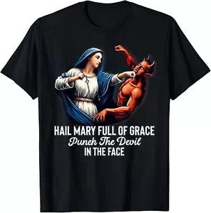 Ave Maria Full of Grace Punch the Devil in the Face Katholisch T-Shirt Hoodie - Bild 1 von 10