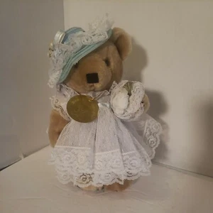 Bearly People Teddybär Vintage 1983 Spitzenkleid türkis - Bild 1 von 6