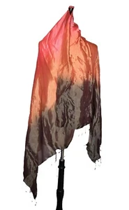 100 % Seide Damen rosa beige braun Schal Schal Halstuch 63 Zoll x 35 Zoll - Bild 1 von 3