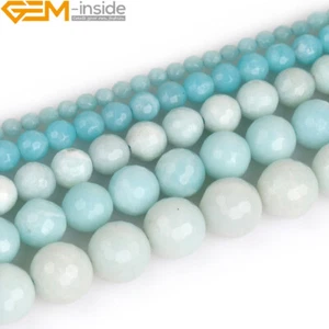 Natural Amazonite Round Stone Beads Loose Jewelry Making 15" Semi-pricious - Picture 1 of 38