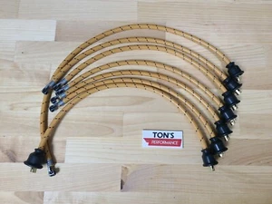 8mm Cloth Covered Spark Plug Wire Set Vintage Wires Inline 6 Coil Suppression OB - Picture 1 of 2