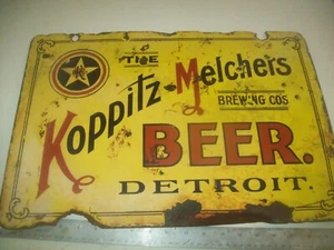 Rare Pre Pro Koppitz-Melchers Detroit Beer Advertising Tavern Sign Steel 14 X 20 - Picture 1 of 8