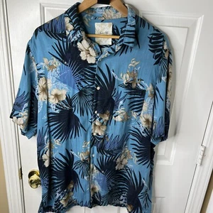 TASSO ELBA ISLAND HAWAIIAN / XL BUTTON FRONT SHIRT / SHORT SLEEVE Silk Linen - Picture 1 of 6