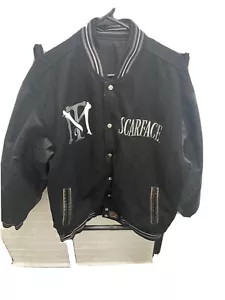 Vtg Scarface "JH Design Group" Reversible Polyester & Leather Jacket Size L - Picture 1 of 4