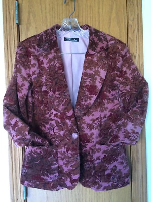 Blazer de pana con estampado floral rosa Touche chaqueta de otoño forrada talla 8 algodón spandex Foto 1 de 4