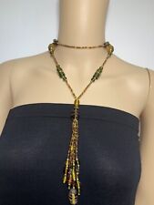 Costume Jewellery Necklace Beaded Long Brown Mix Beaded Adjustable Length 22"