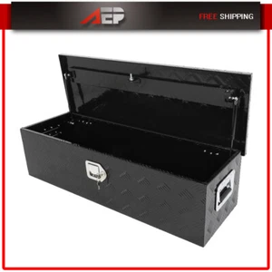 TRAILER STORAGE 39"X13"X10" BLACK ALUMINUM PICKUP TRUCK TRUNK BED TOOL BOX - Picture 1 of 11