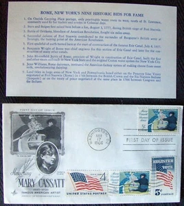 US FDC MARRY CASSATT with 4 stamps & card, 1966 Art Craft. - Picture 1 of 2