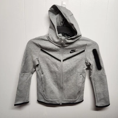 Nike Tech Fleece Windrunner Jacket Youth Small Gray Full Zip Hooded Kids CU9223 - Image 1 of 4