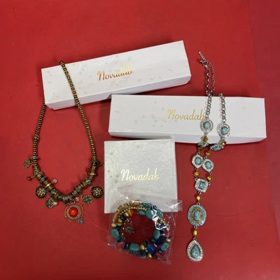 Juego Novadab - 2 Collares y Pulsera de Cuentas Estilo Boho Gitano con Cajas Foto 1 de 4