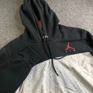 Nike Air Jordan Hoodie Mens Medium Gray Black Splicing Fleece Sweatshirt Cement - Picture 1 of 9