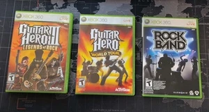 Xbox 360 Music Game Lot - Guitar Hero 3, World Tour, Rockband - Tested - Picture 1 of 4